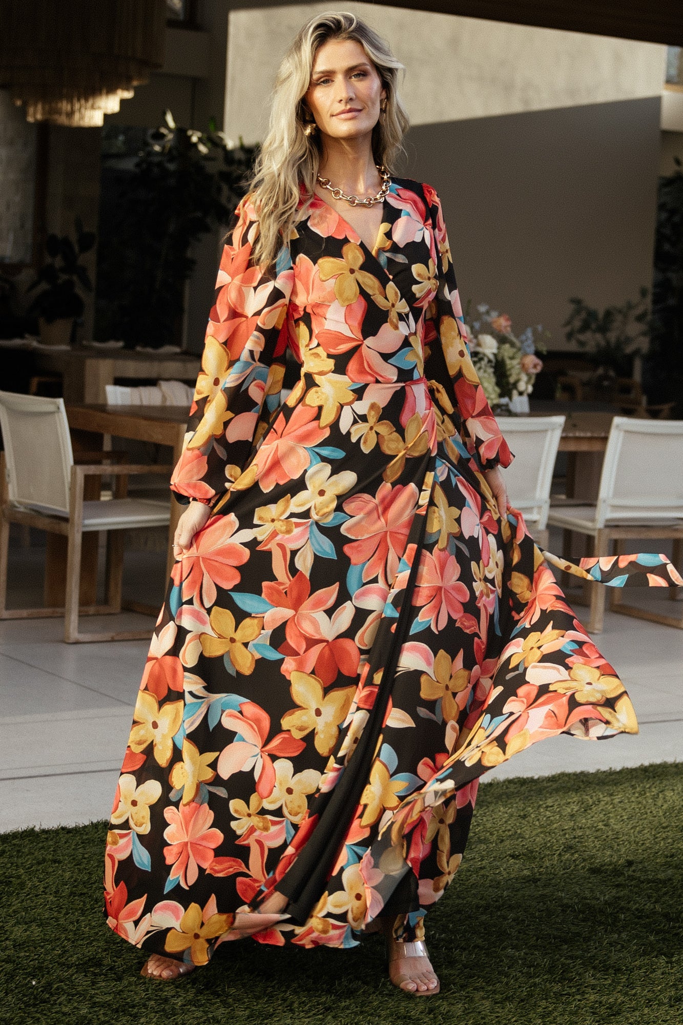 Katinka Wrap Maxi Dress | Tropical Night Floral Secondary image