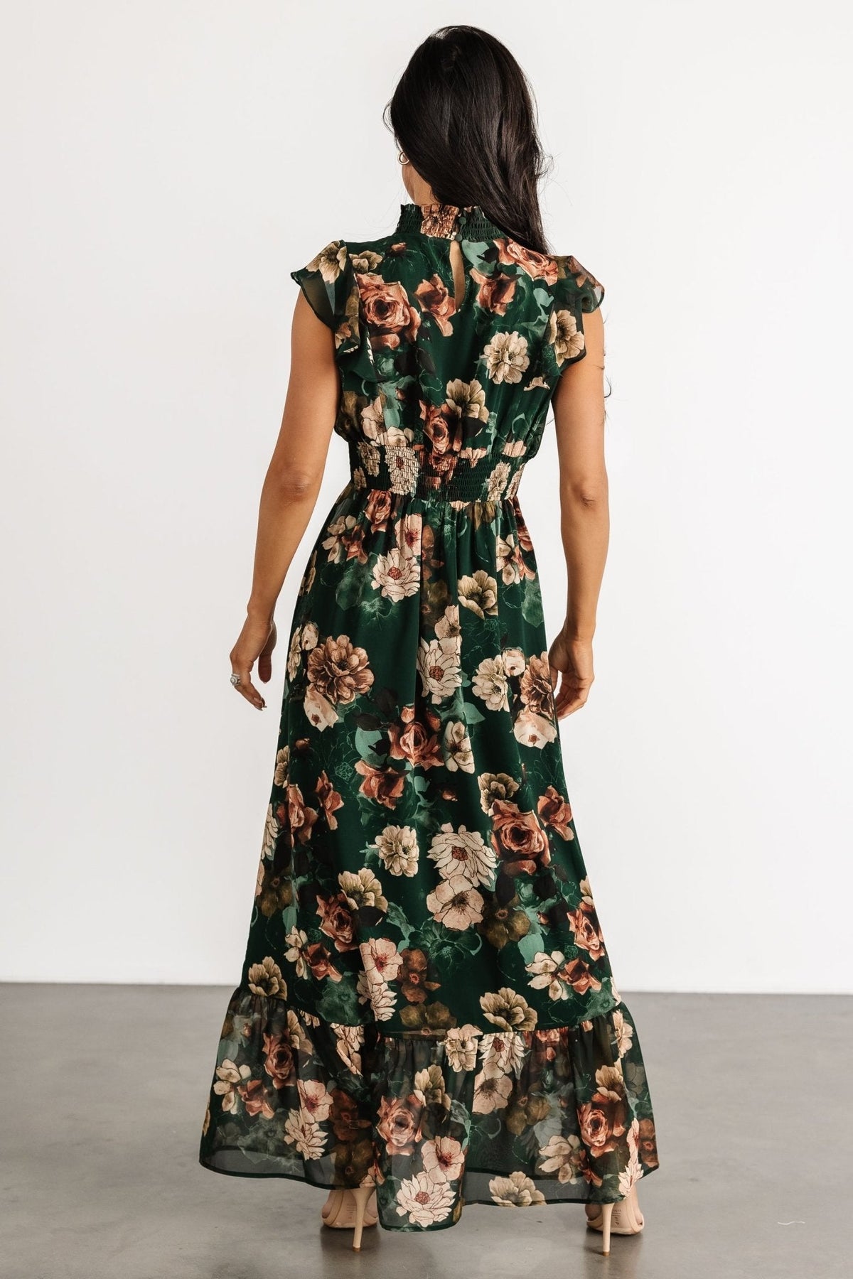 Kearny Ruffle Maxi Dress | Dark Green Floral