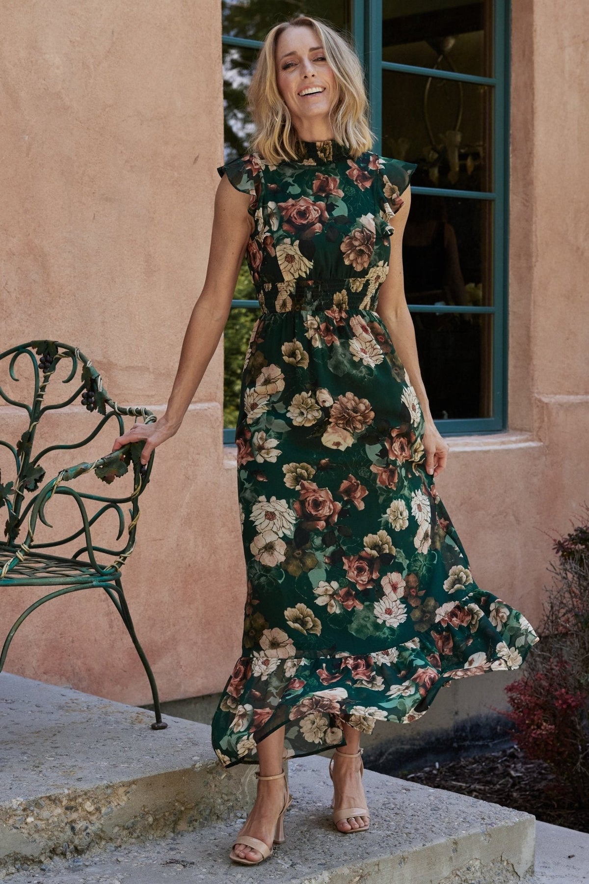 Kearny Ruffle Maxi Dress | Dark Green Floral Main image