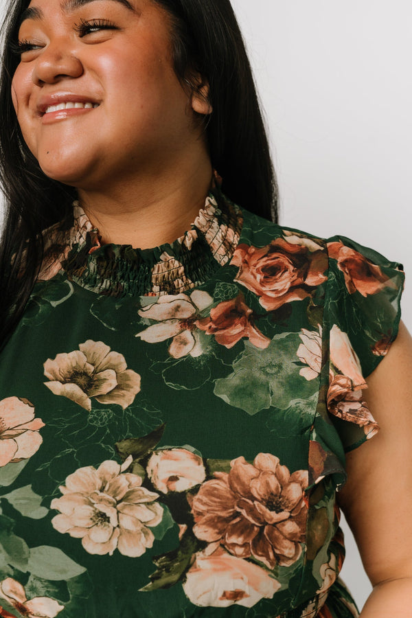 Kearny Ruffle Maxi Dress | Dark Green Floral