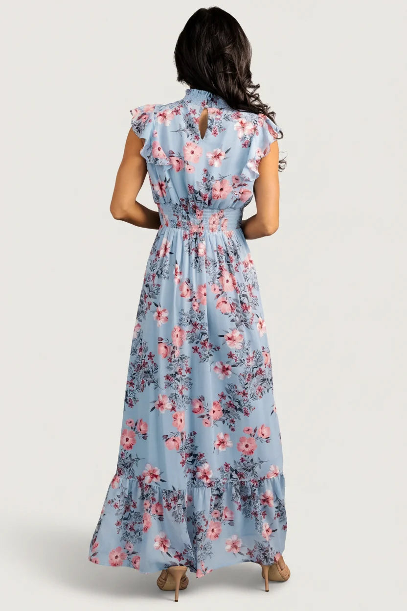 Kearny Ruffle Maxi Dress | Light Blue + Blush Secondary image