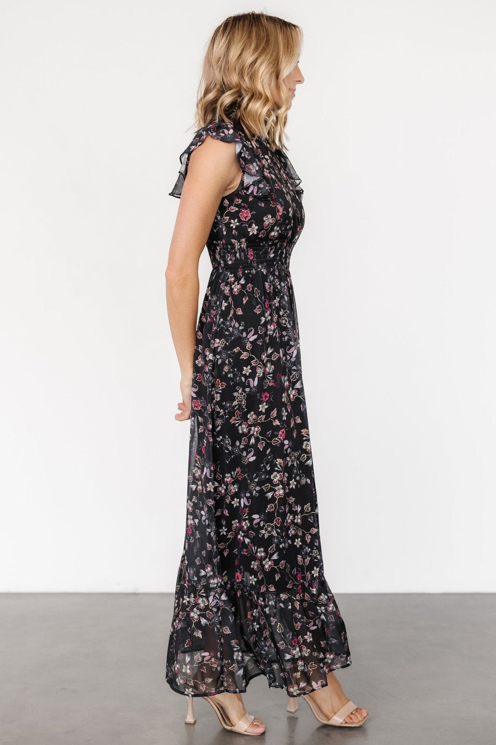 Kearny Ruffle Maxi Dress | Midnight + Gold Multi