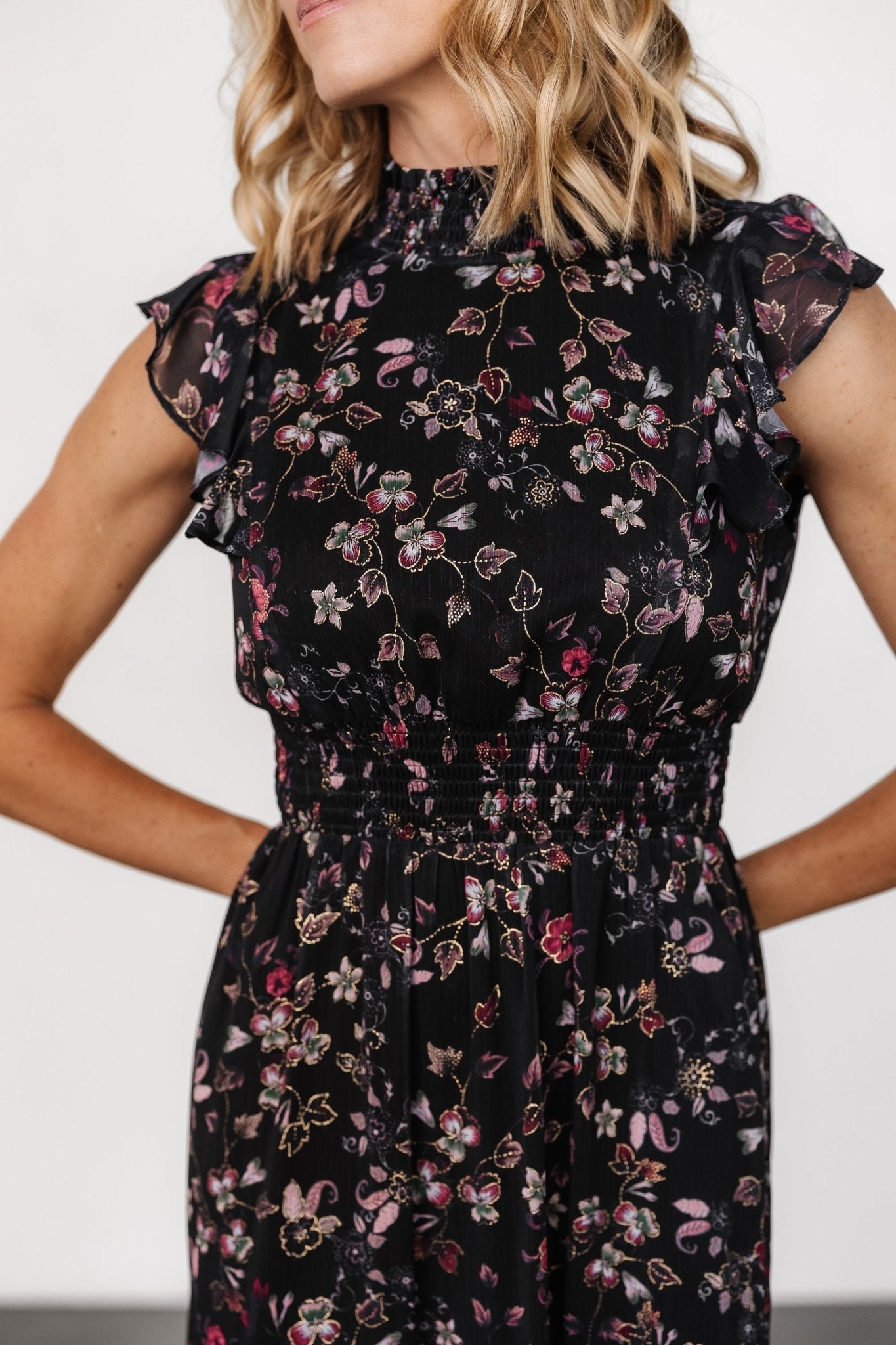 Kearny Ruffle Maxi Dress | Midnight + Gold Multi Secondary image