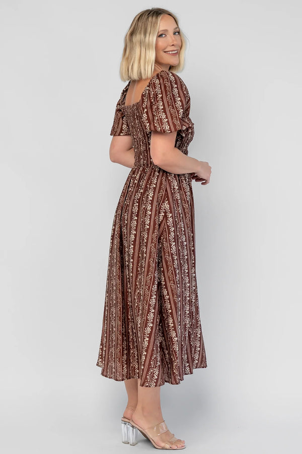 Keira Midi Dress | Mahogany Print
