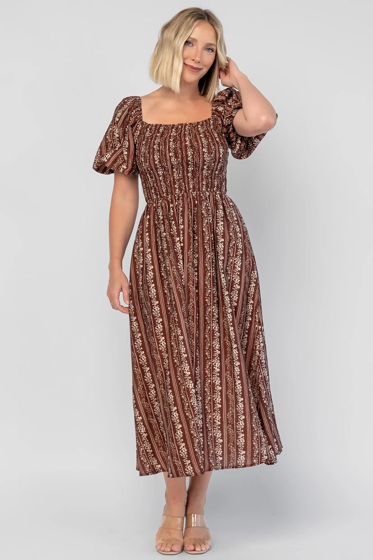 Keira Midi Dress | Mahogany Print