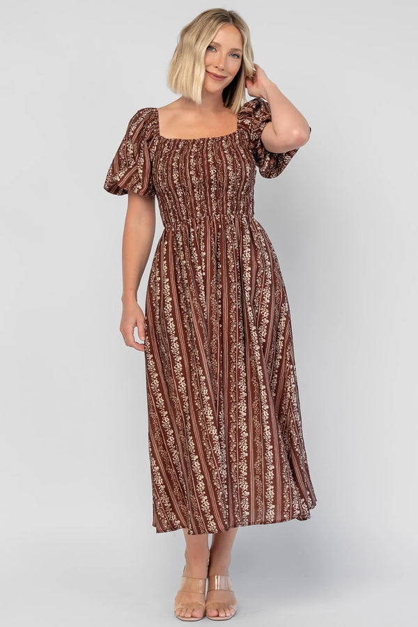Keira Midi Dress | Mahogany Print