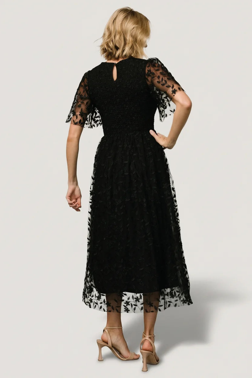 Kendra Embroidered Dress | Black Secondary image