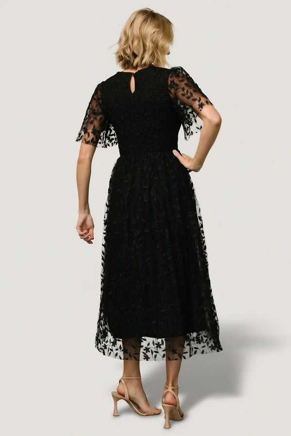 Kendra Embroidered Dress | Black