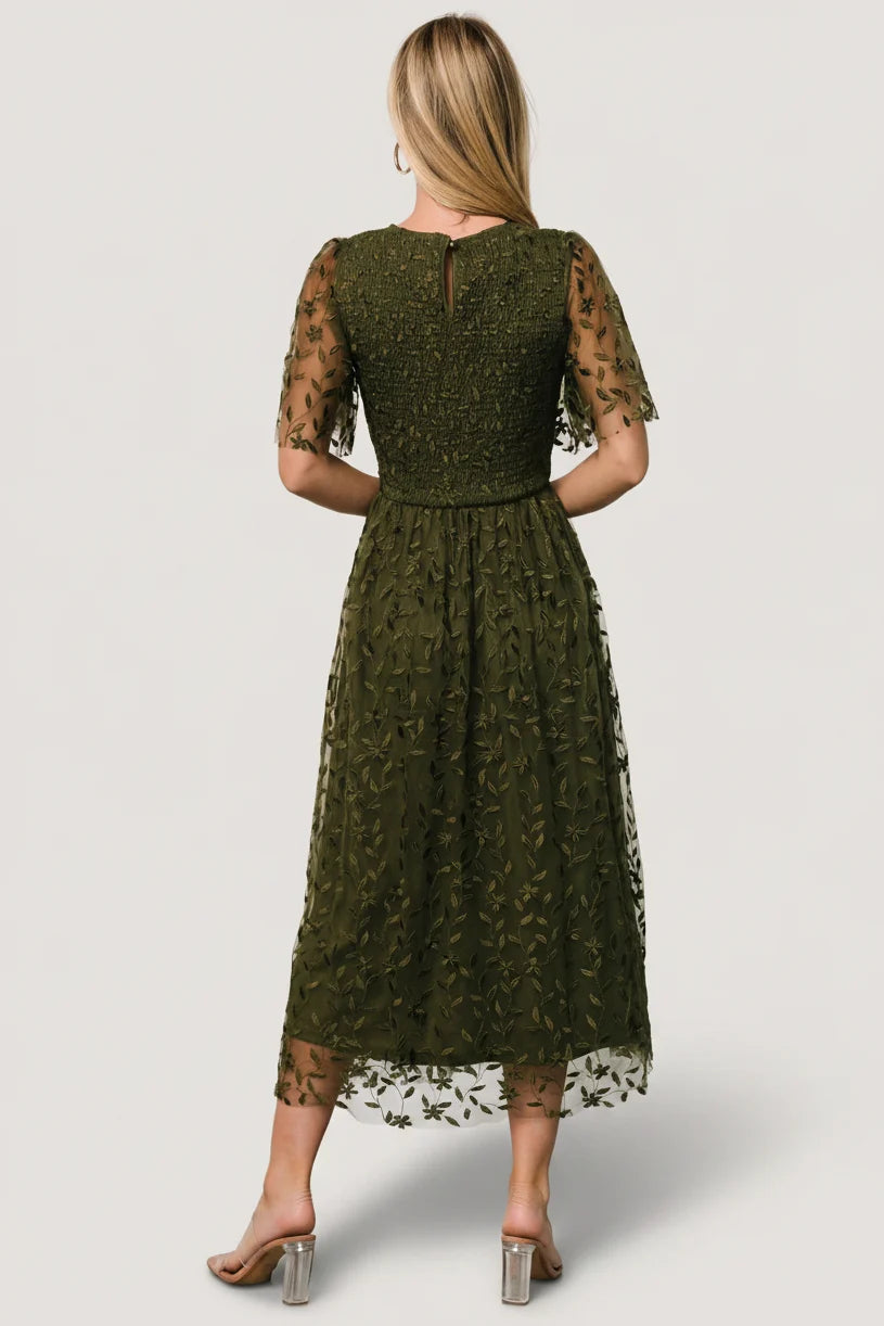 Kendra Embroidered Dress | Olive