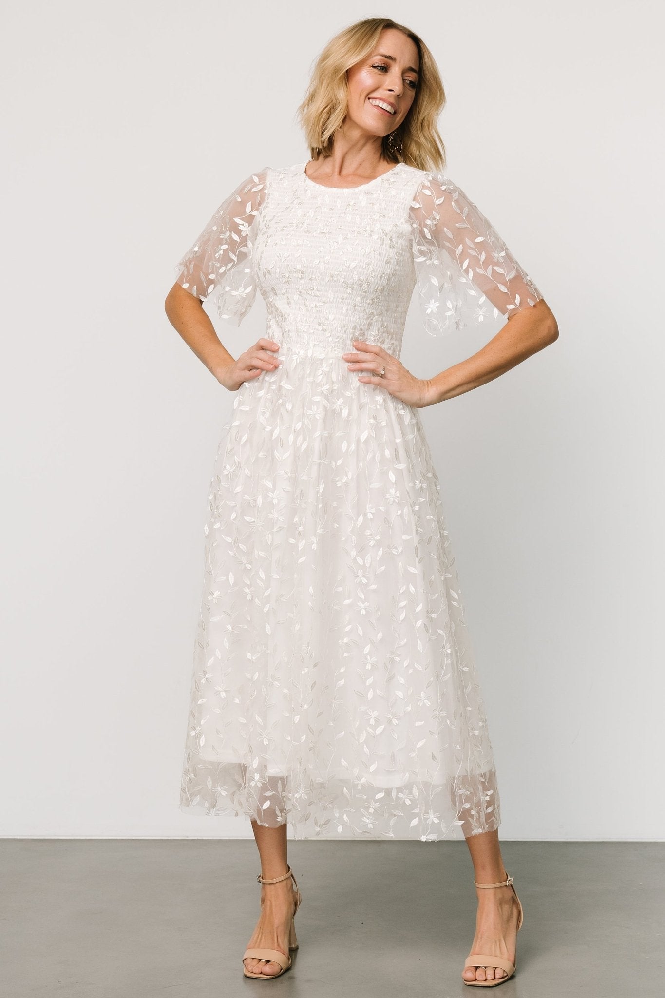 Kendra Embroidered Dress | White Secondary image
