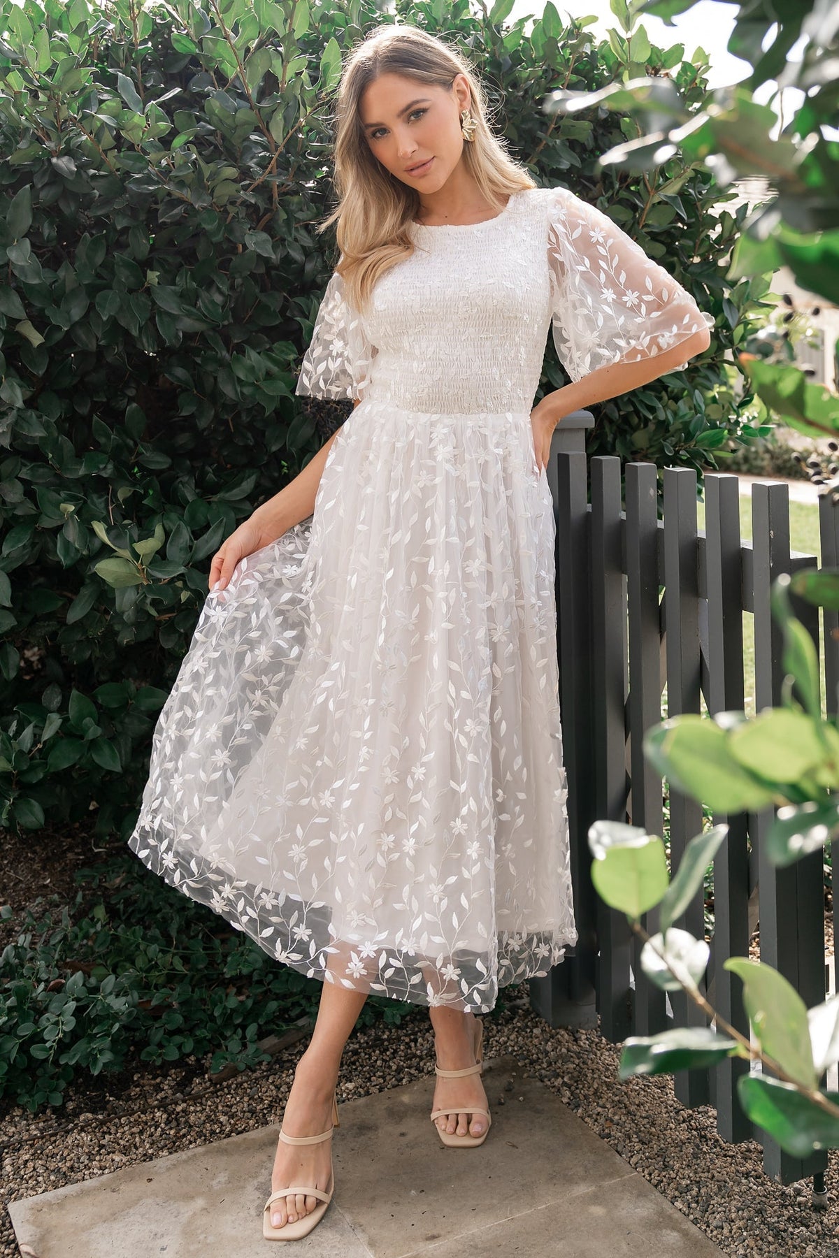 Kendra Embroidered Dress | White Main image