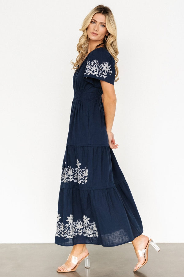Kennedy Embroidered Maxi Dress | Blue