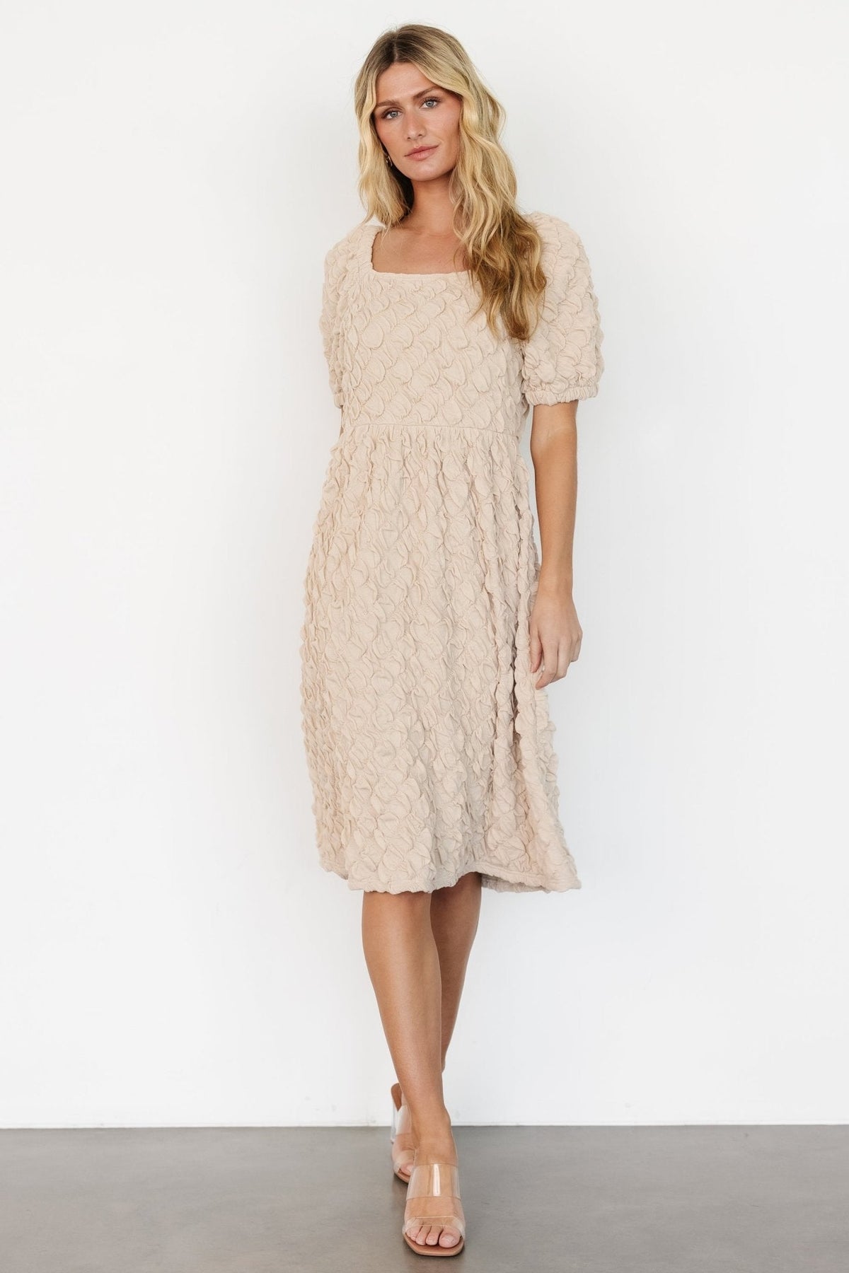 Keri Gathered Dress | Light Taupe Main image