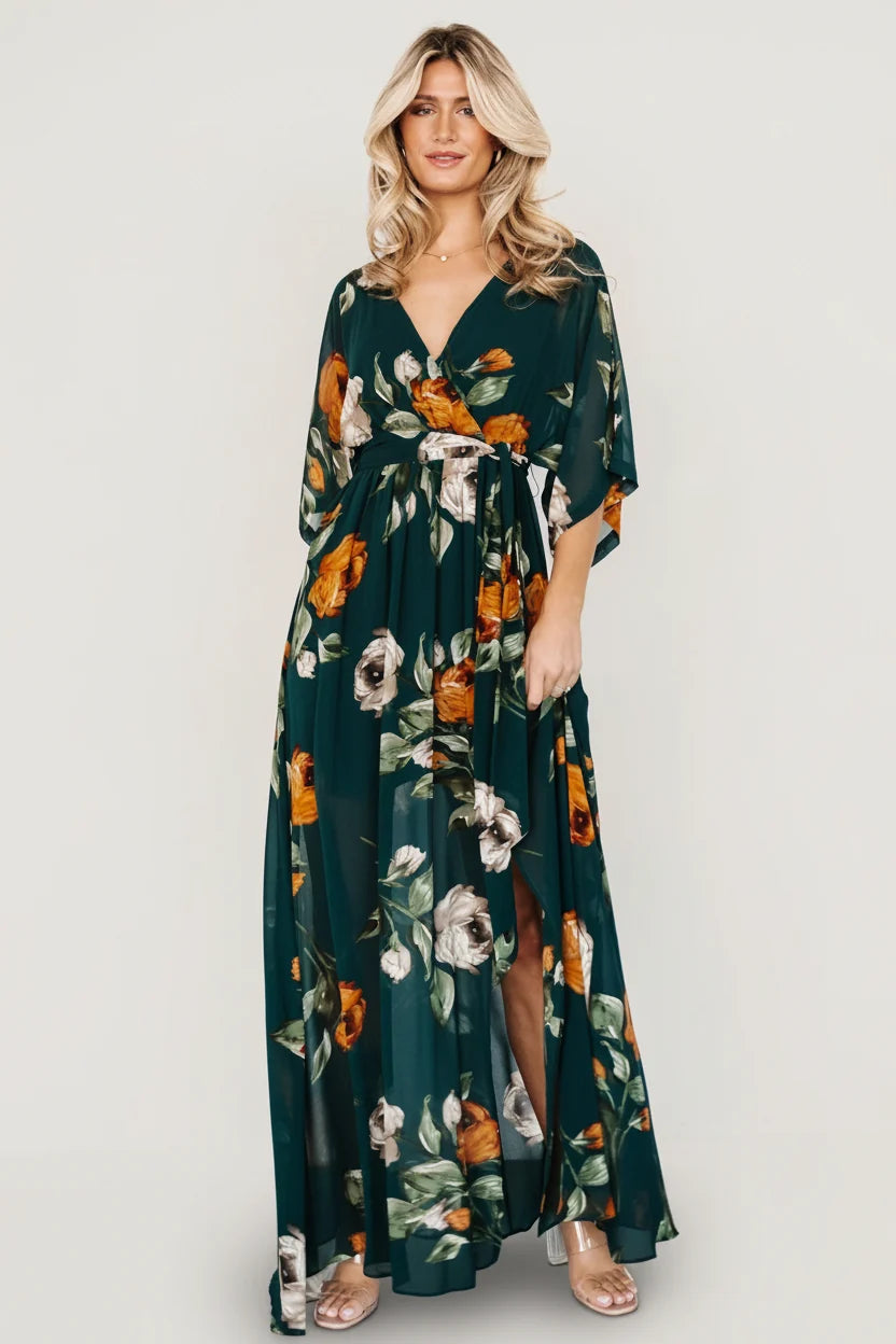 Kia Kimono Maxi Dress | Deep Topaz Floral