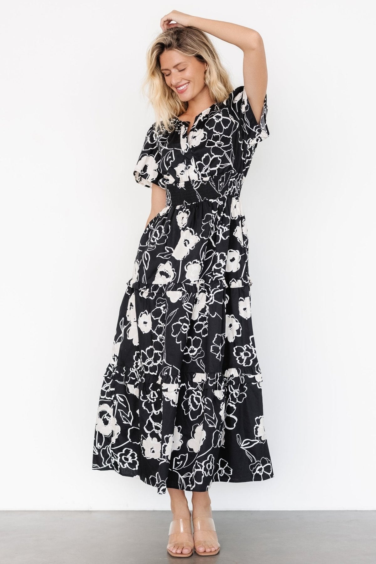 Kiana Poplin Maxi Dress | Black + Cream