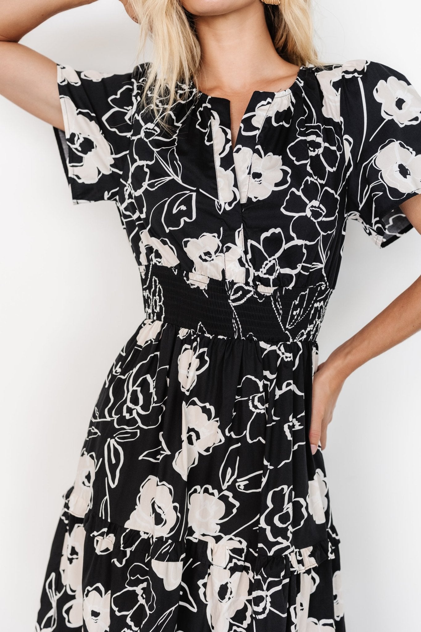 Kiana Poplin Maxi Dress | Black + Cream Secondary image