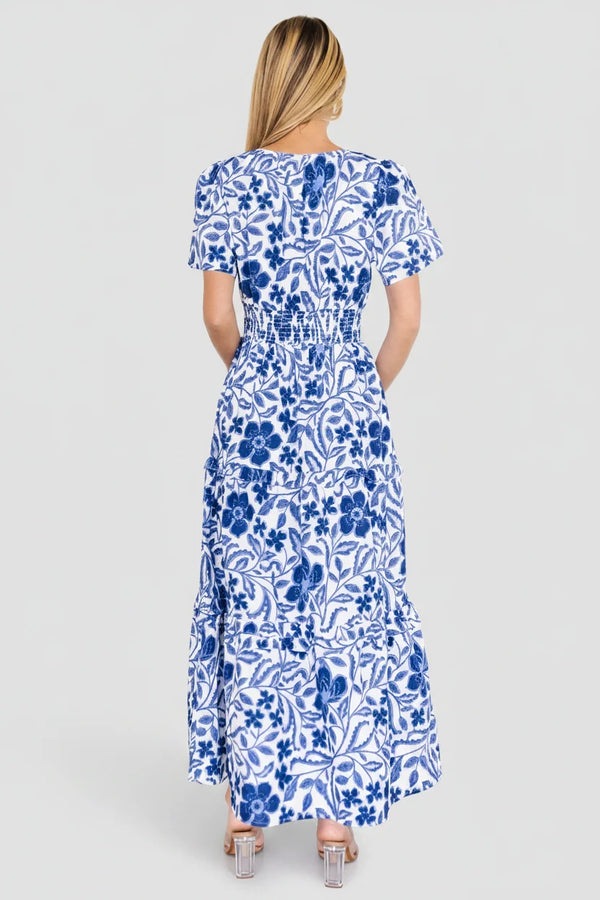 Kiana Poplin Maxi Dress | Blue Multi