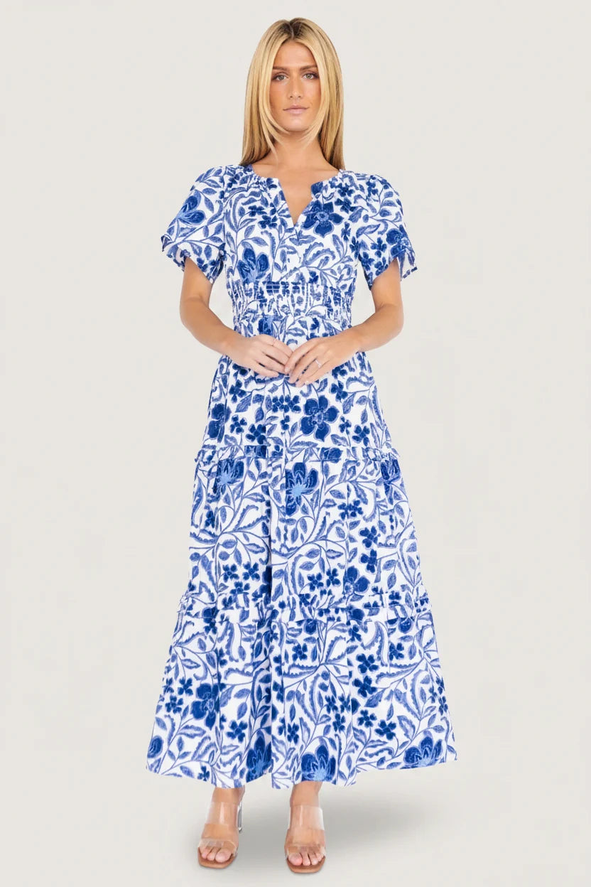 Kiana Poplin Maxi Dress | Blue Multi Secondary image