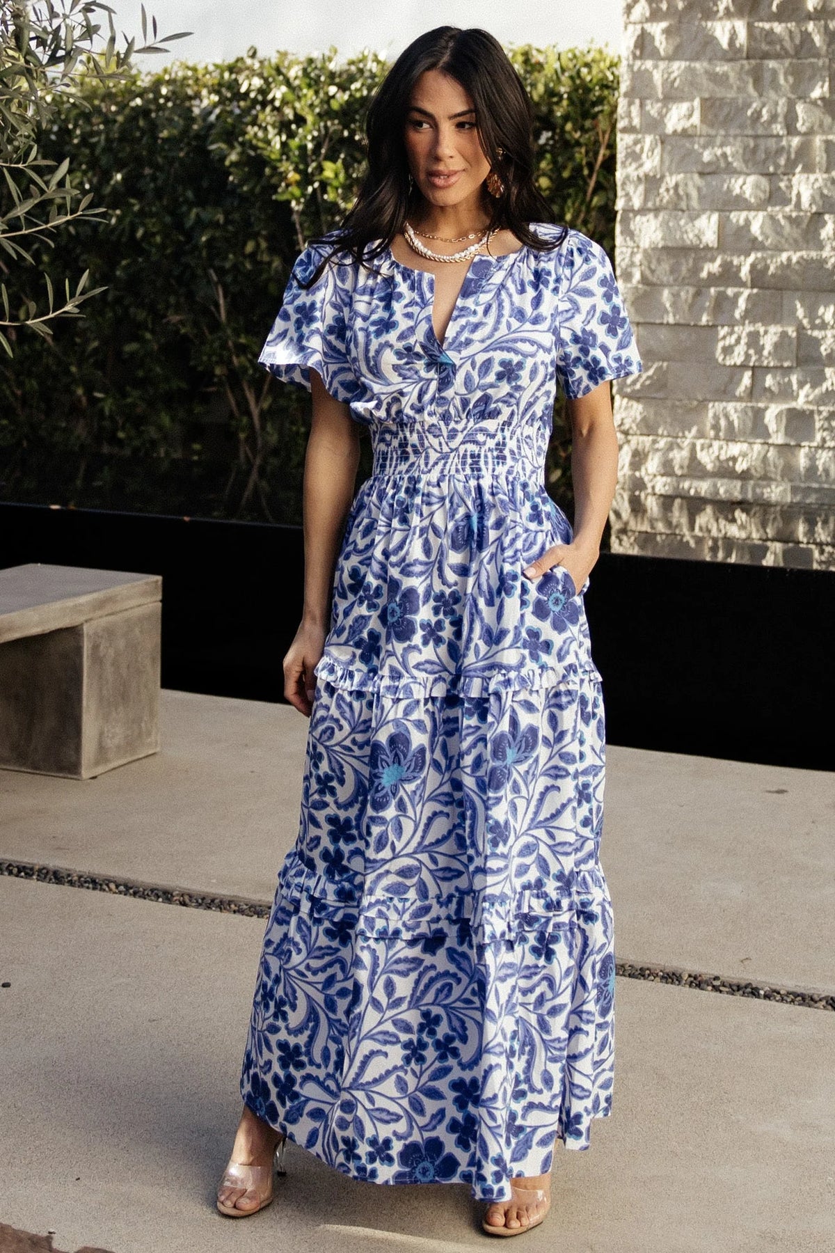 Kiana Poplin Maxi Dress | Blue Multi Main image