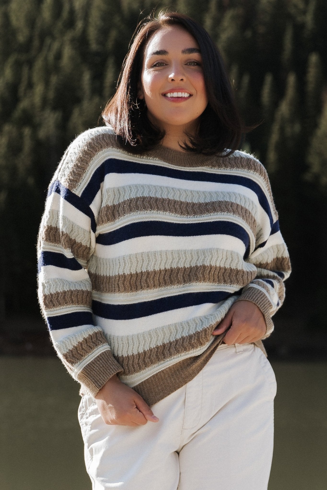 Kira Striped Sweater | Navy + Sage Multi Secondary image