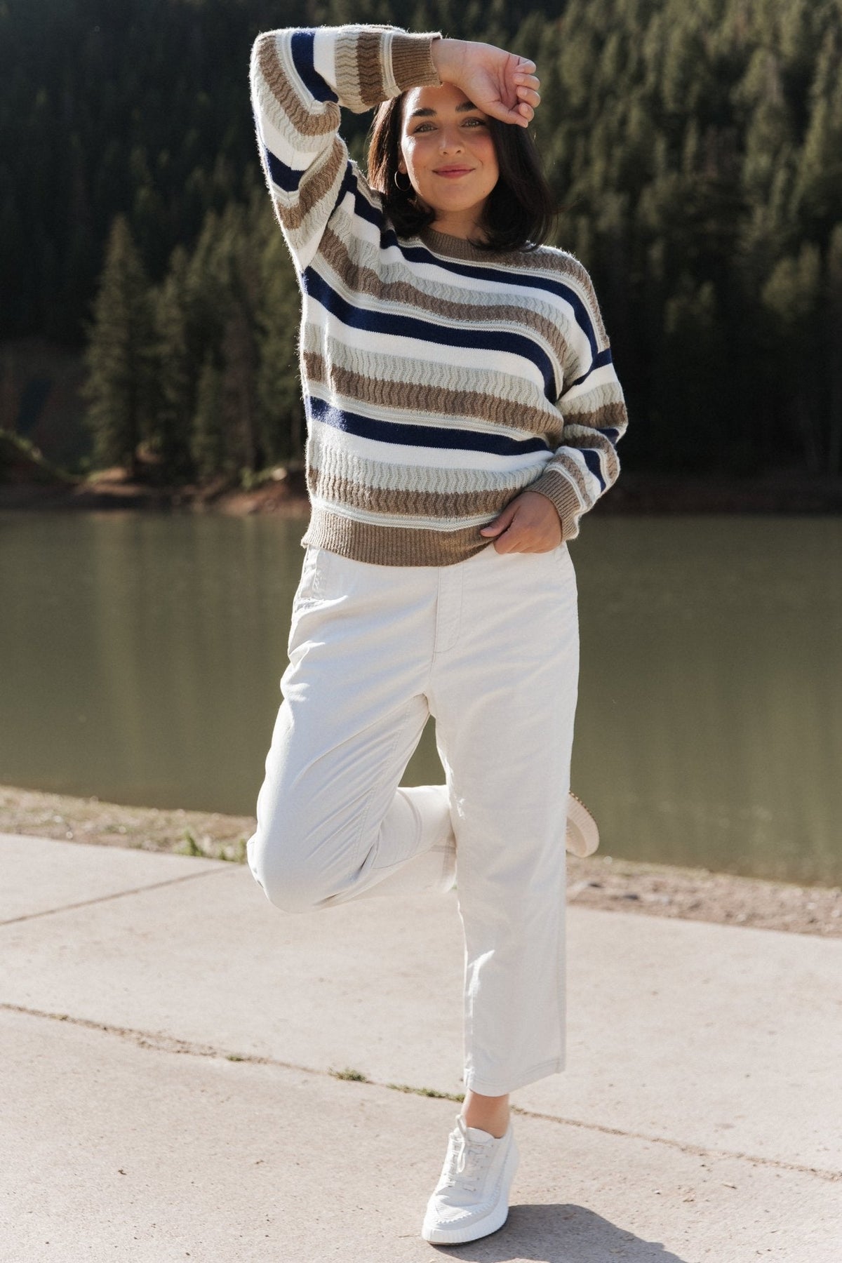 Kira Striped Sweater | Navy + Sage Multi