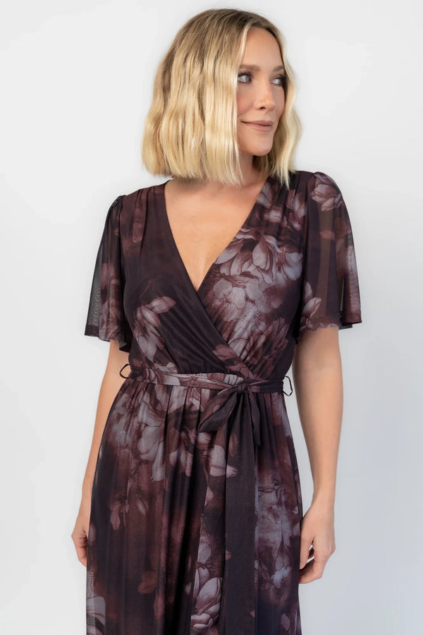 Kristina Mesh Maxi Dress | Dark Clove Floral