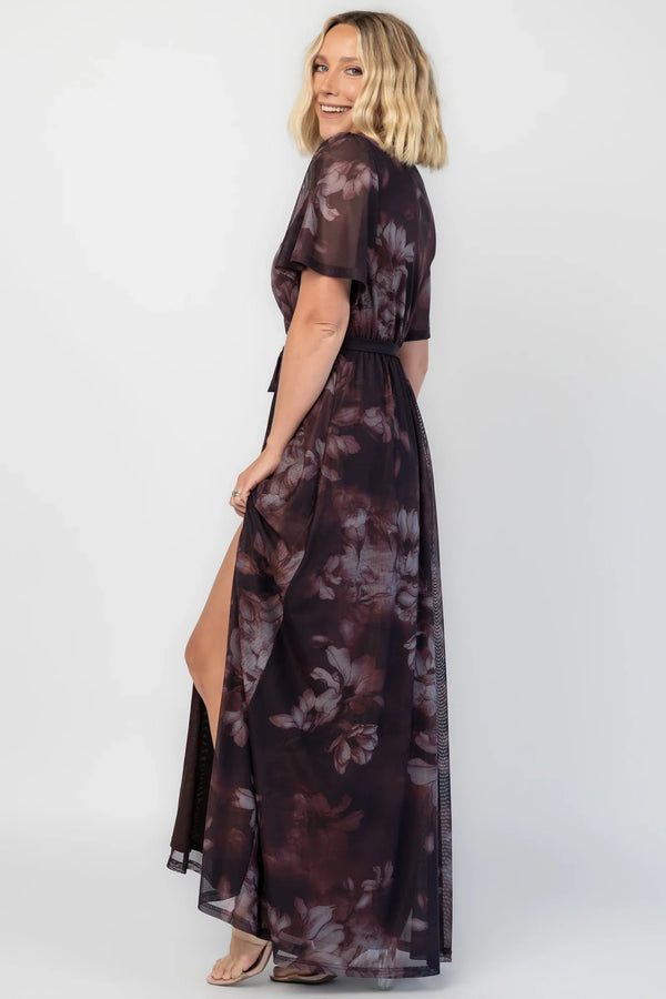 Kristina Mesh Maxi Dress | Dark Clove Floral