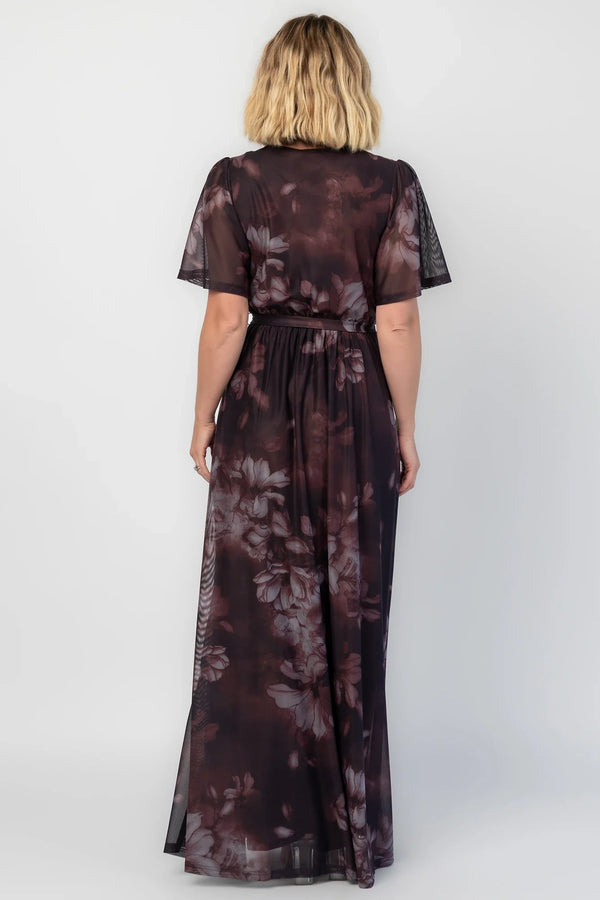 Kristina Mesh Maxi Dress | Dark Clove Floral