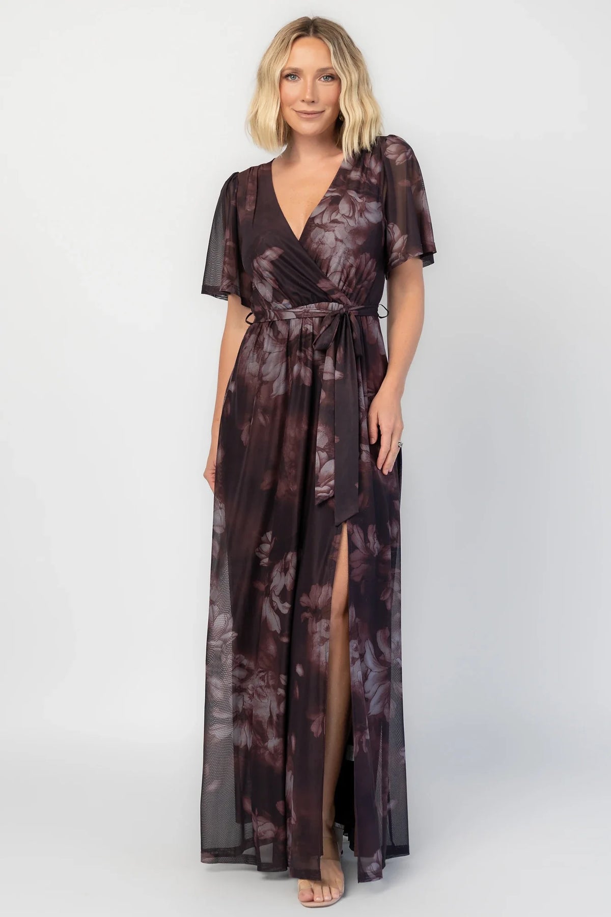 Kristina Mesh Maxi Dress | Dark Clove Floral Main image