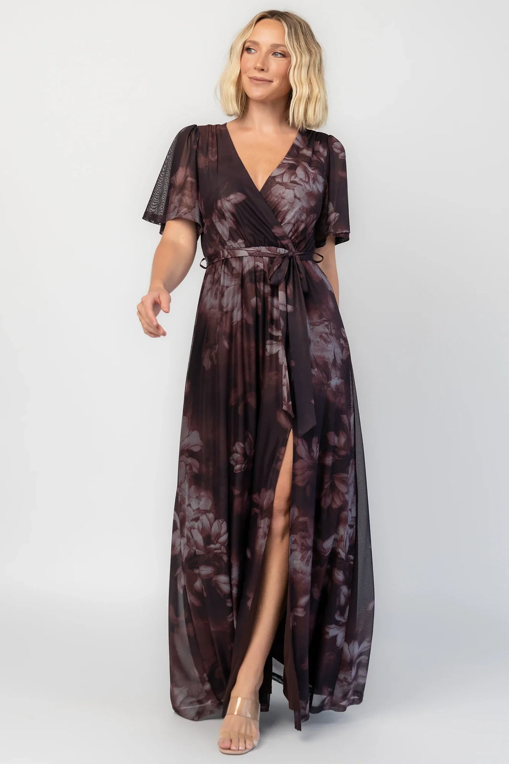 Kristina Mesh Maxi Dress | Dark Clove Floral