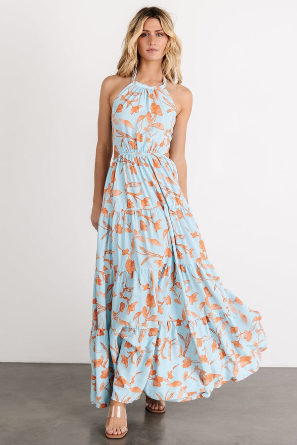 Laie Back Tie Maxi Dress | Blue + Orange