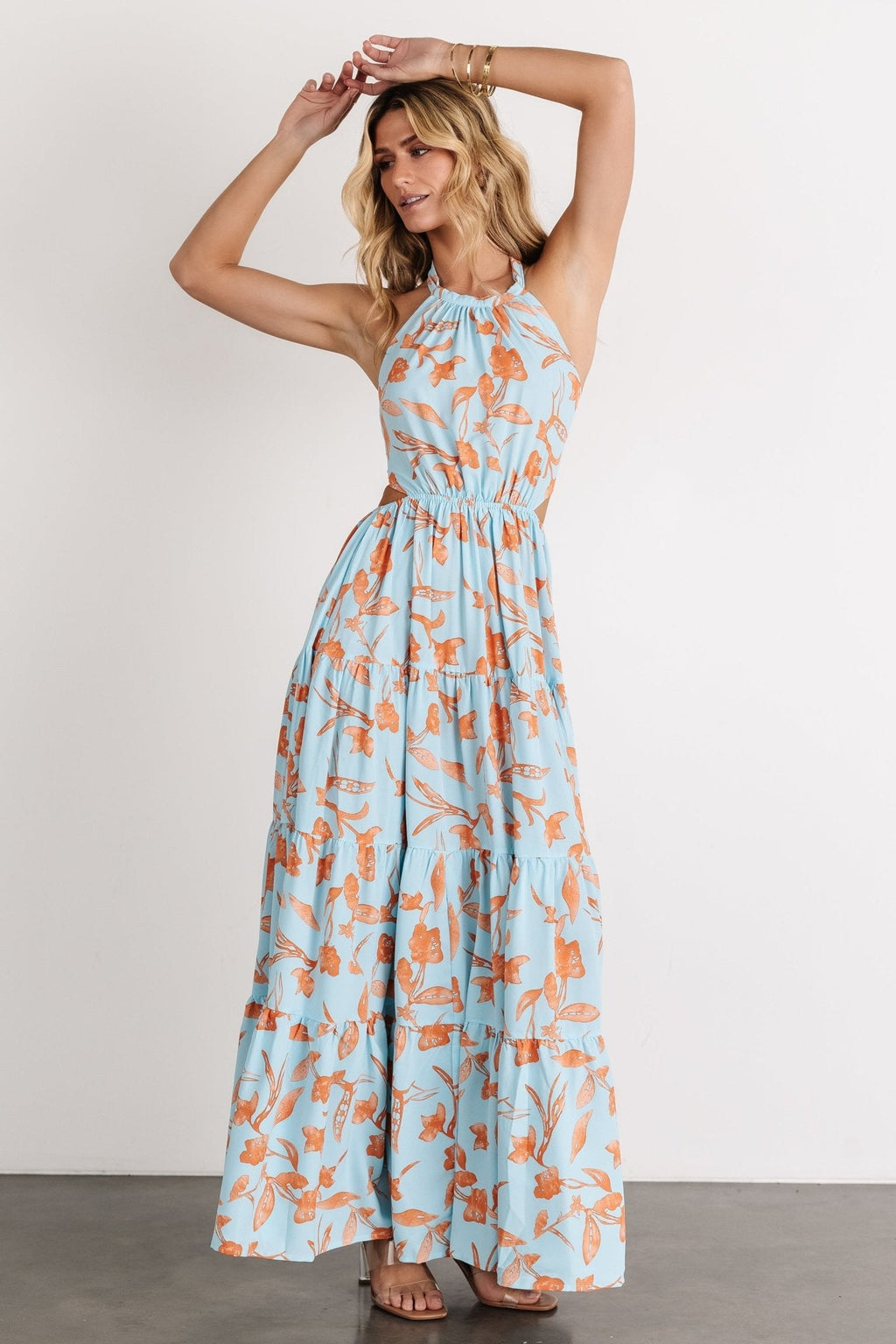 Laie Back Tie Maxi Dress | Blue + Orange