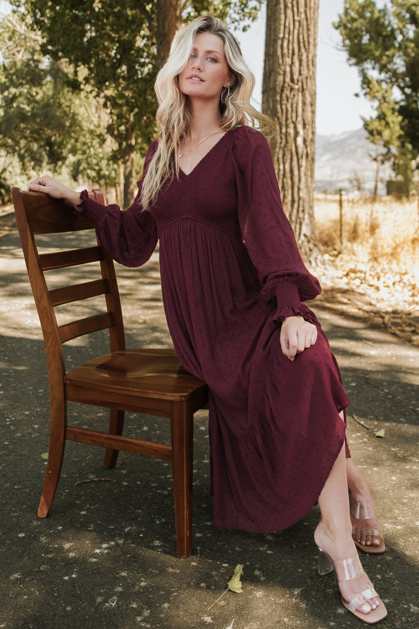 Lainey Smocked Dotted Midi Dress | Mulberry Secondary image