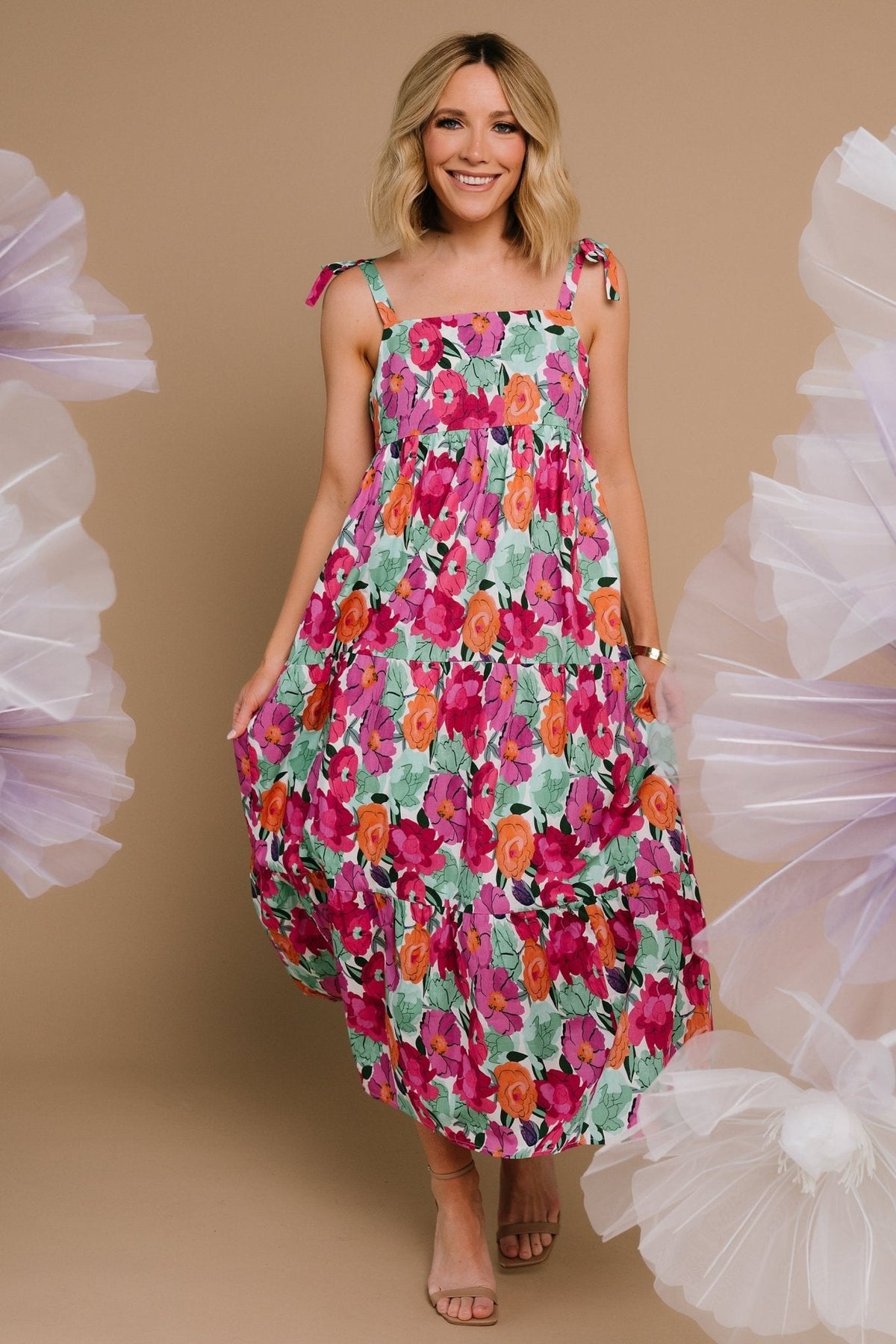 Lakewood Tie Dress | Pink Multi Main image