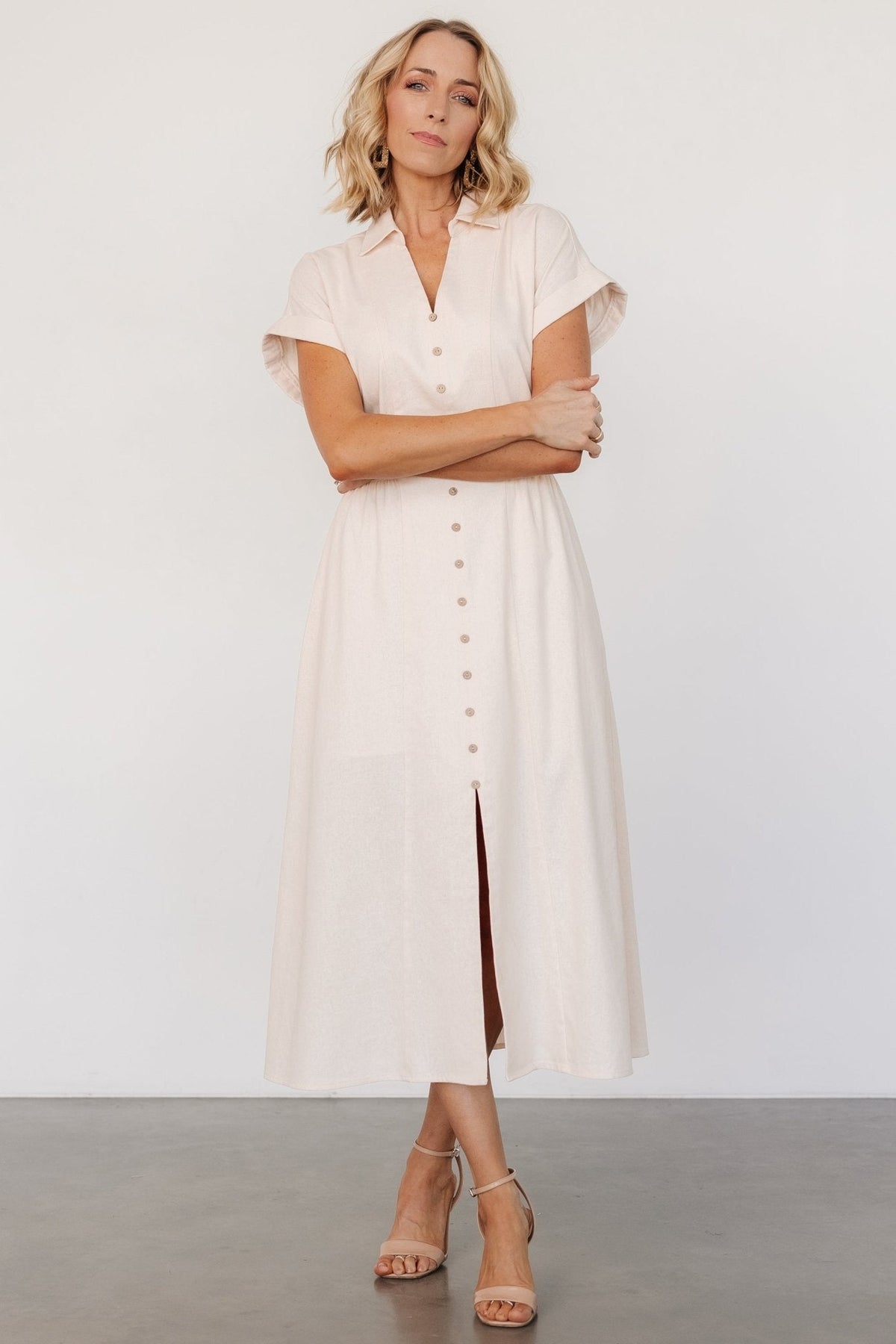 Larah Button Dress | Natural