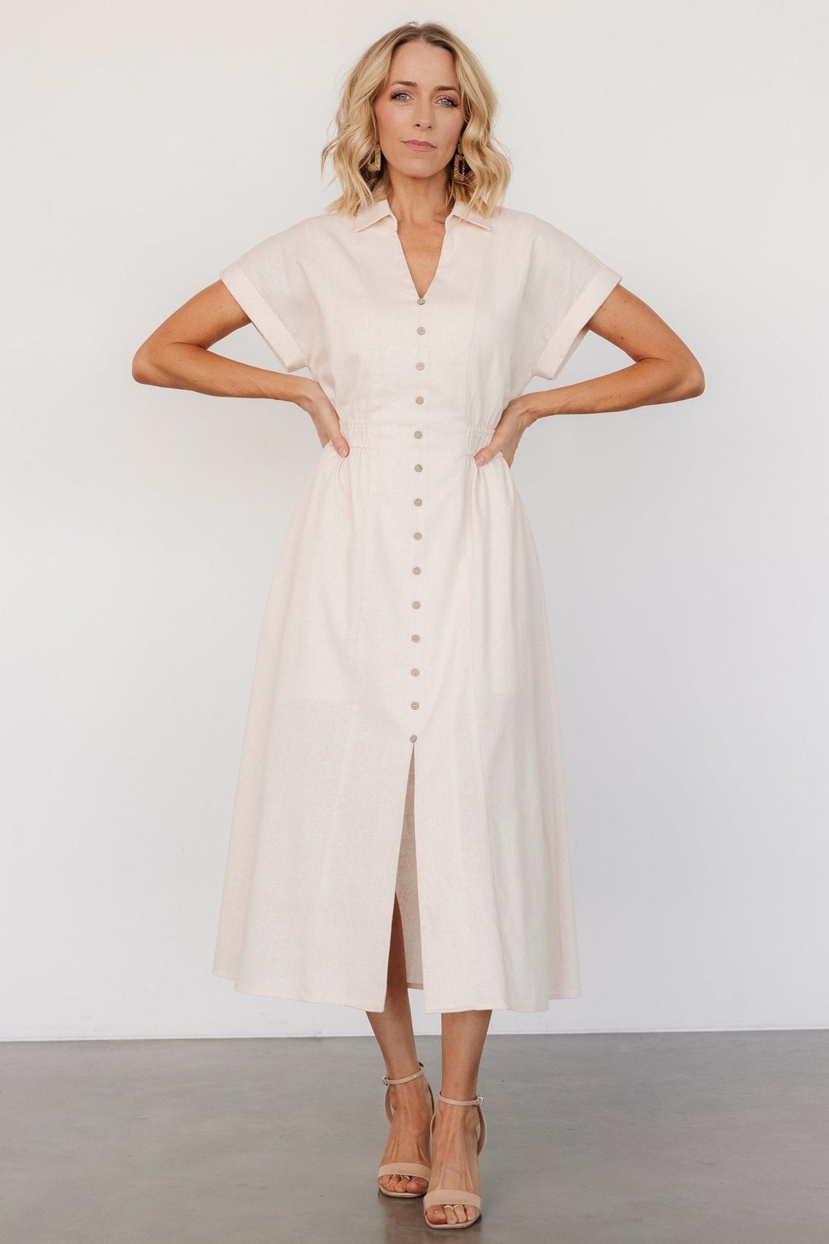 Larah Button Dress | Natural