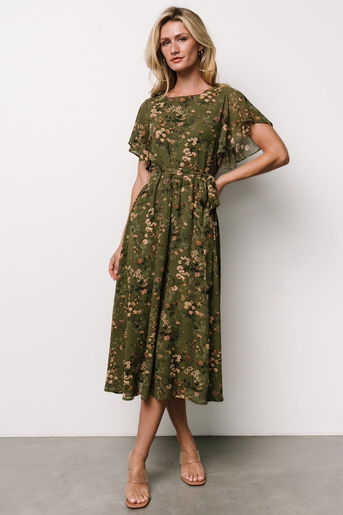 Laurel Midi Dress | Olive Floral Main image