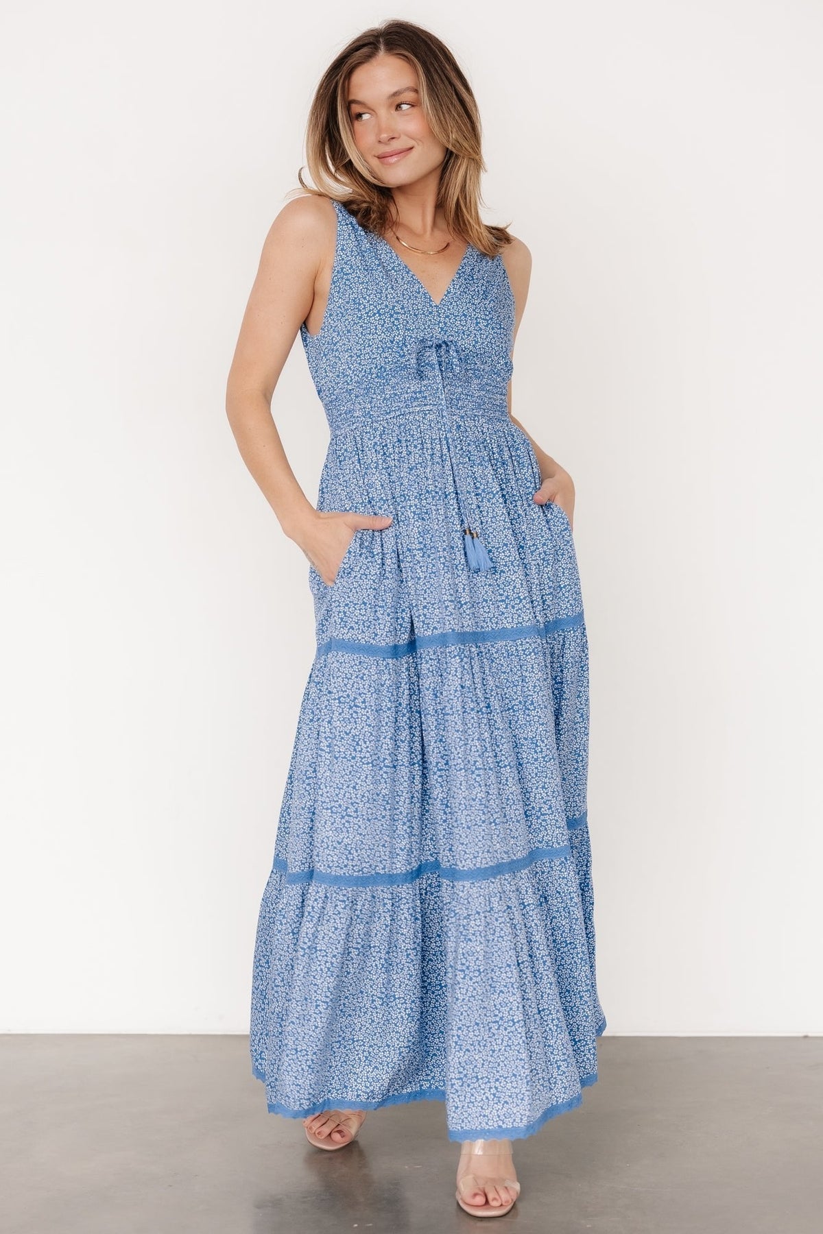 Lauren Maxi Dress | Blue Floral Main image