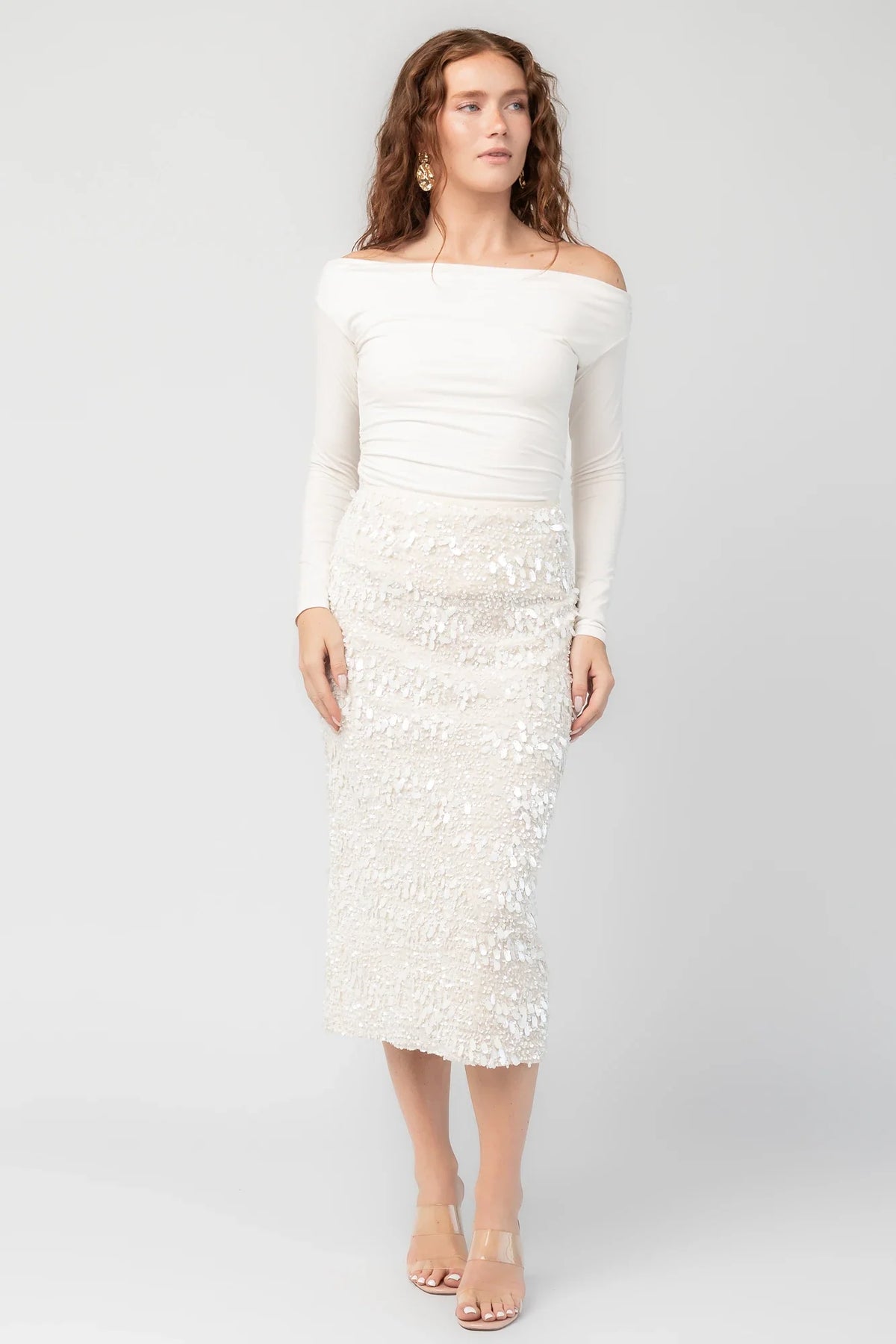 Lavana Sequin Skirt | Ivory