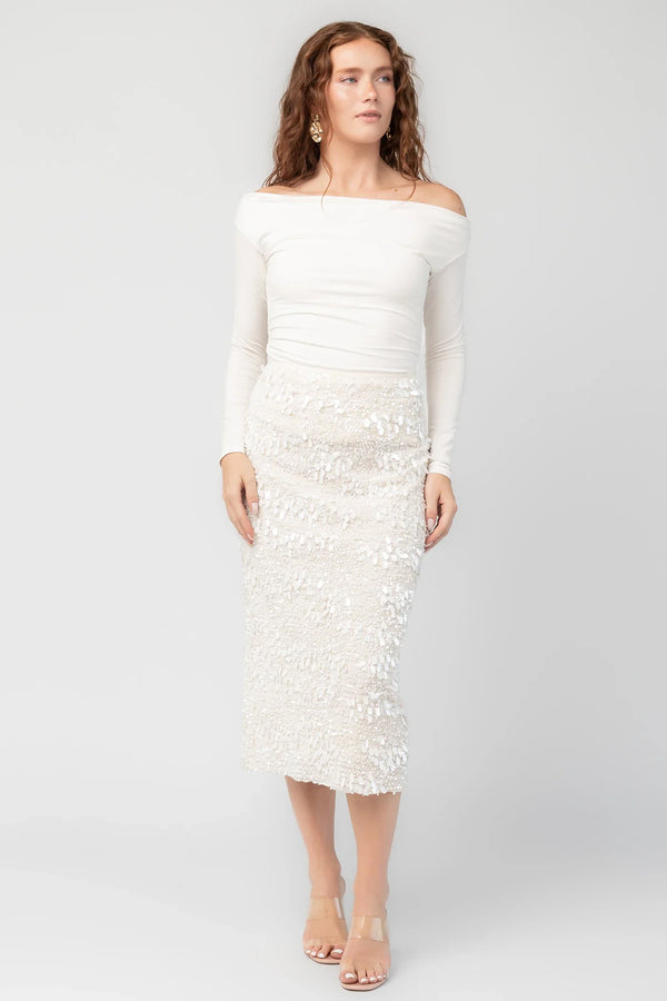 Lavana Sequin Skirt | Ivory