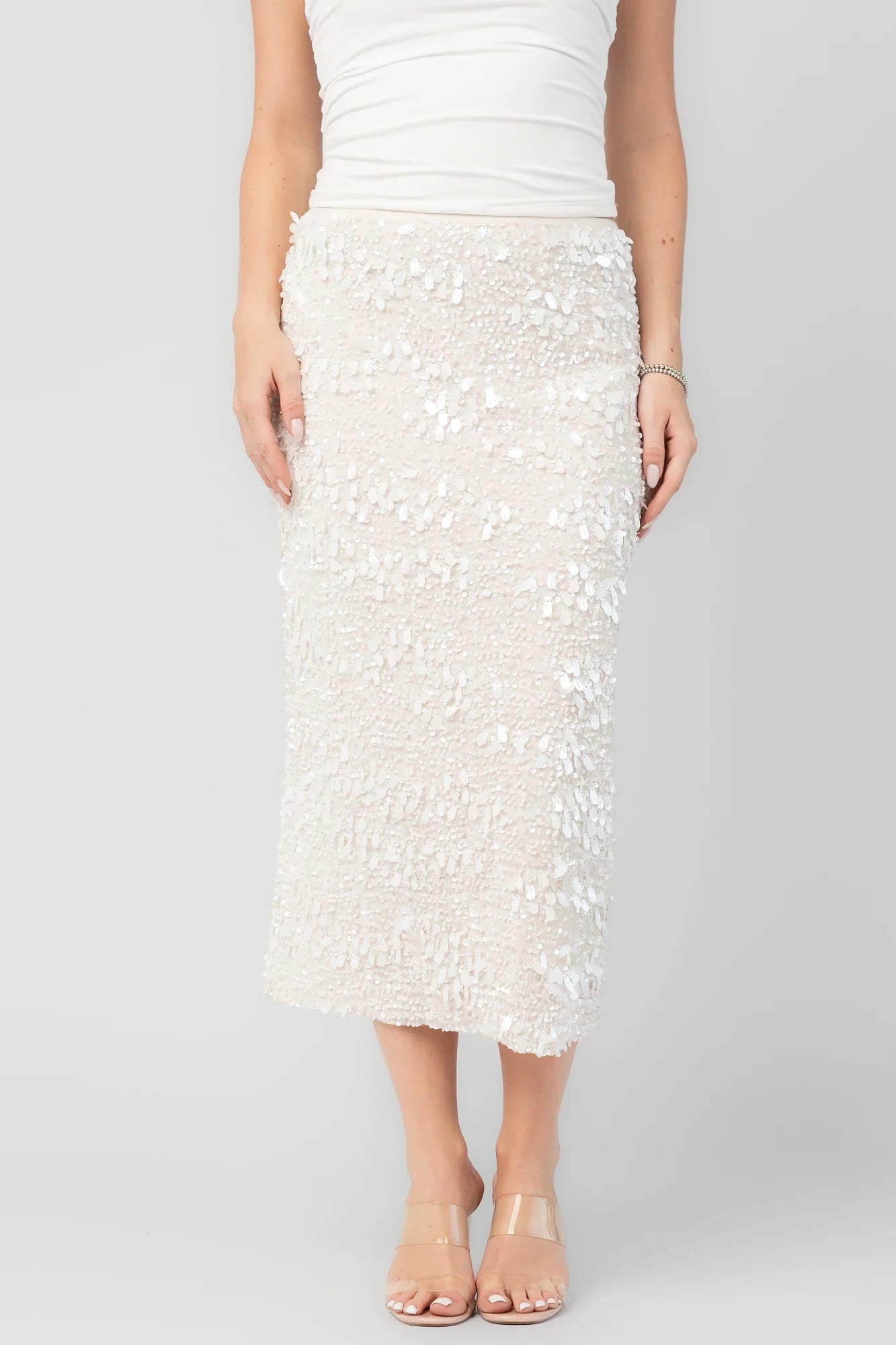 Lavana Sequin Skirt | Ivory Secondary image