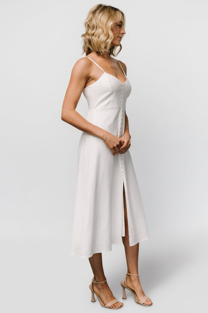Laya Button Front Dress | Ivory