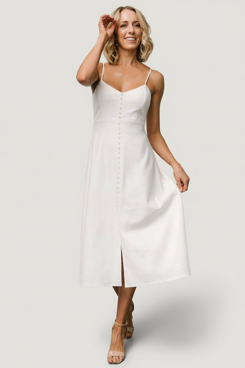 Laya Button Front Dress | Ivory Secondary image