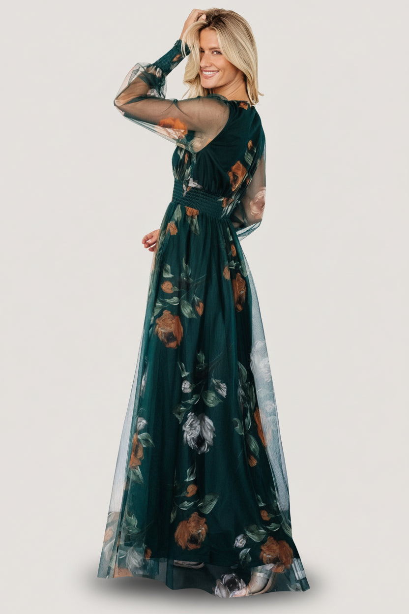 Layla Tulle Maxi Dress | Deep Topaz Floral