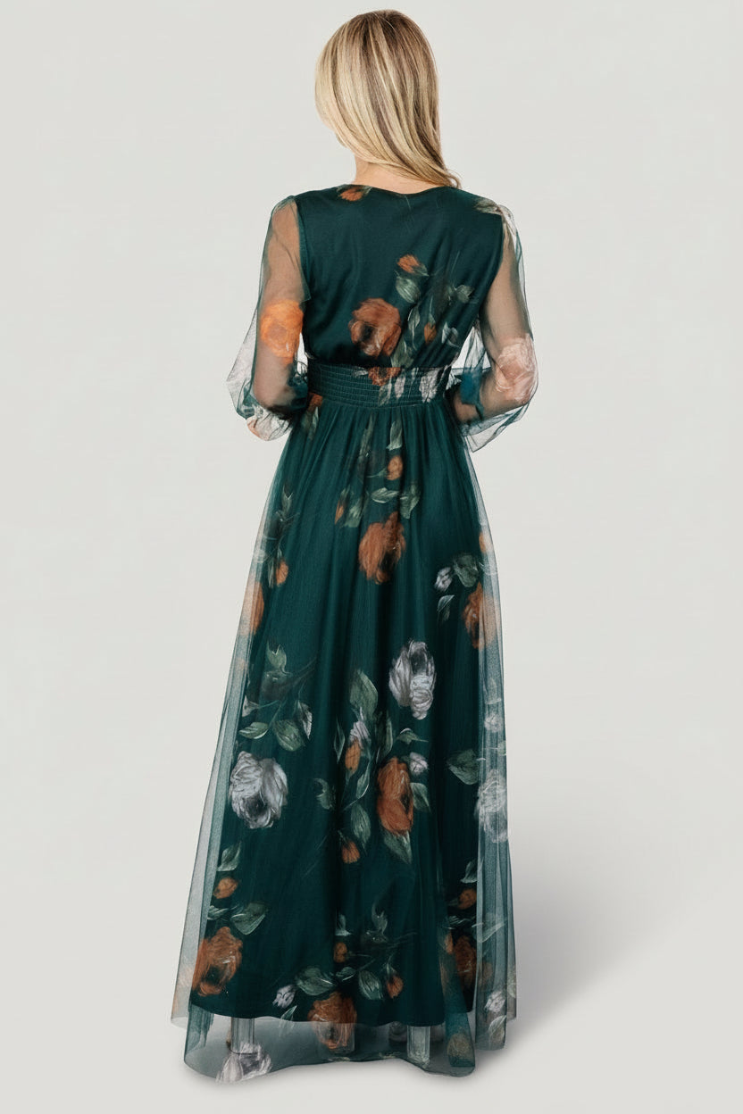 Layla Tulle Maxi Dress | Deep Topaz Floral