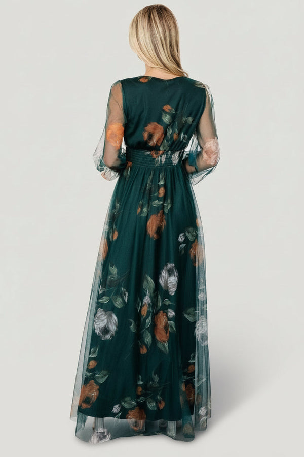 Layla Tulle Maxi Dress | Deep Topaz Floral