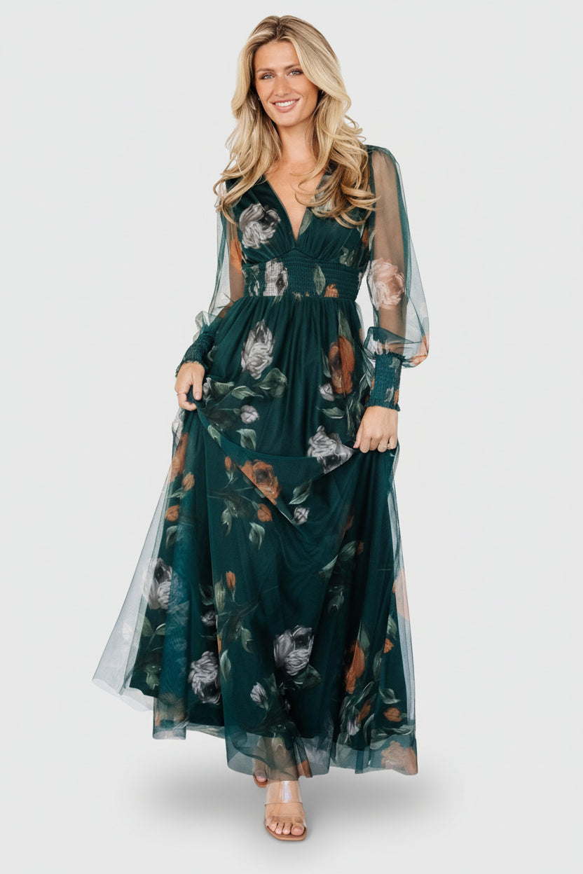 Layla Tulle Maxi Dress | Deep Topaz Floral