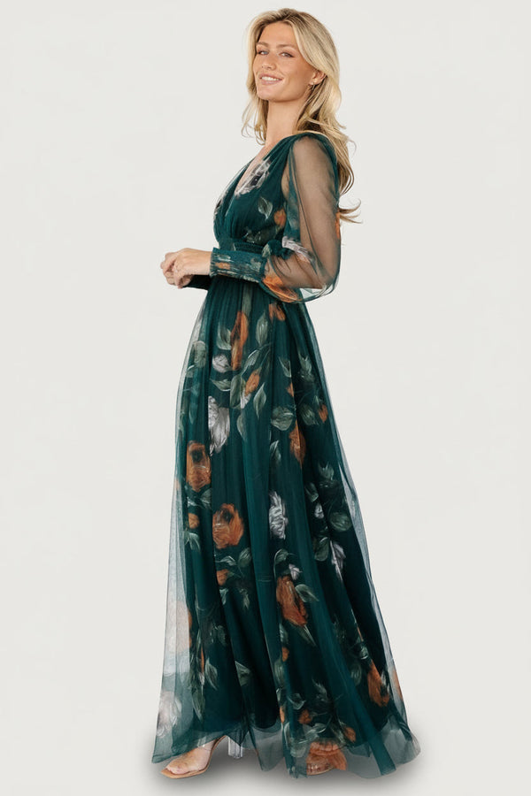 Layla Tulle Maxi Dress | Deep Topaz Floral