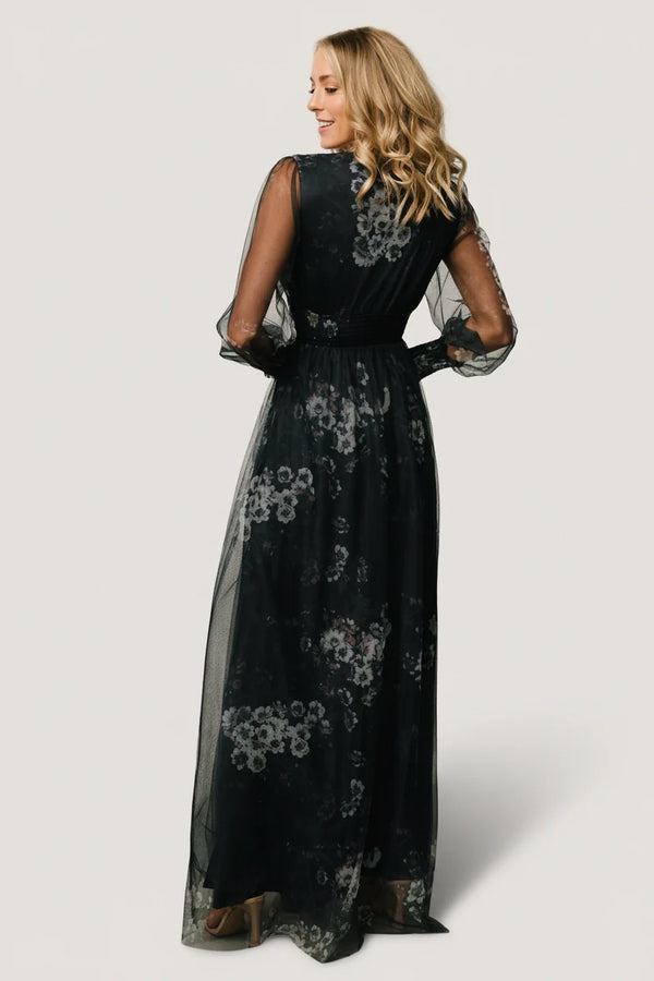 Layla Tulle Maxi Dress | Navy Multi