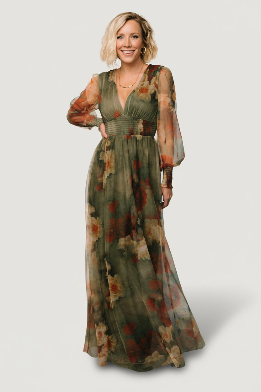 Layla Tulle Maxi Dress | Olive + Rust Main image